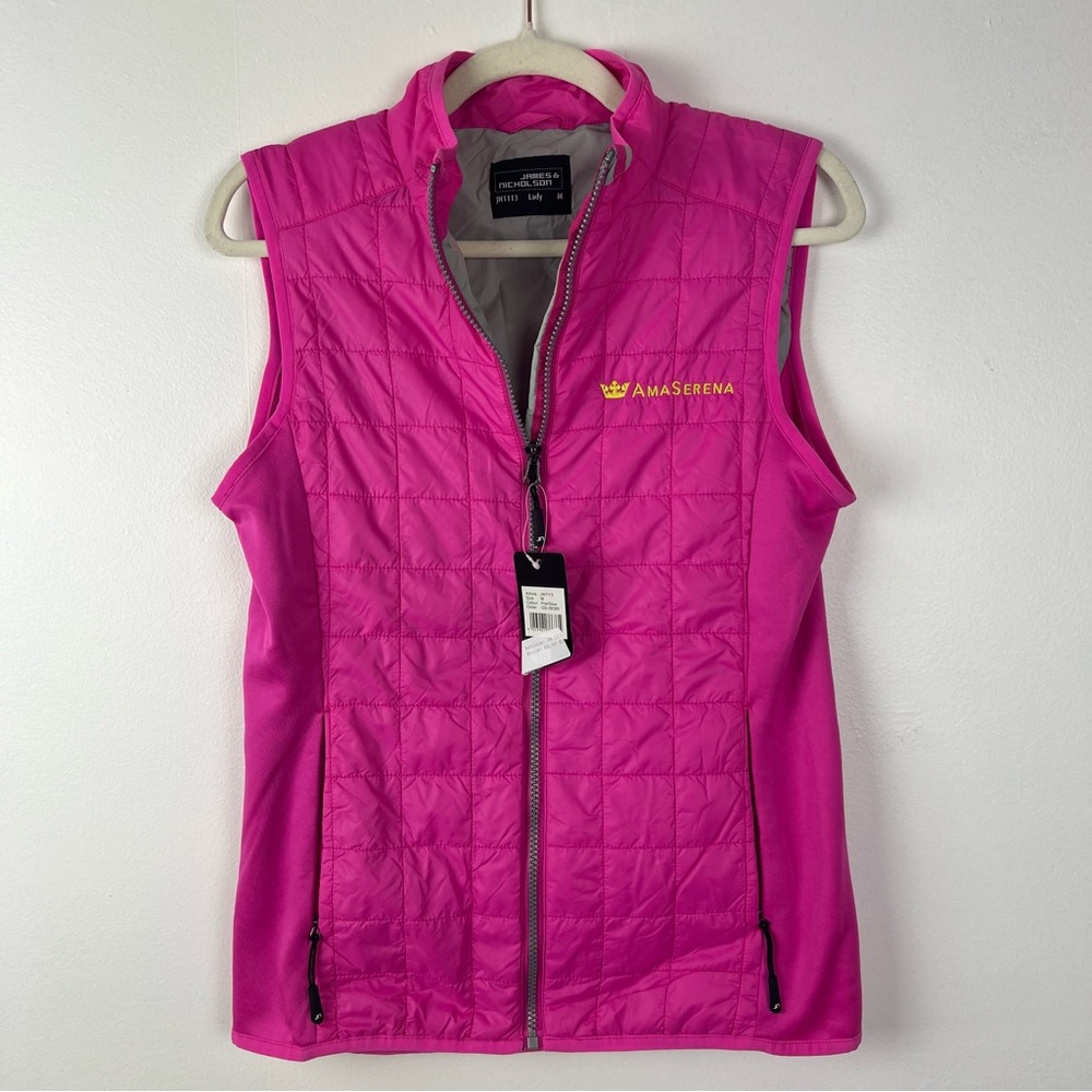 James & Nicholson JN1113 NWT Hybrid Vest Company Embroidered Pink Size Medium